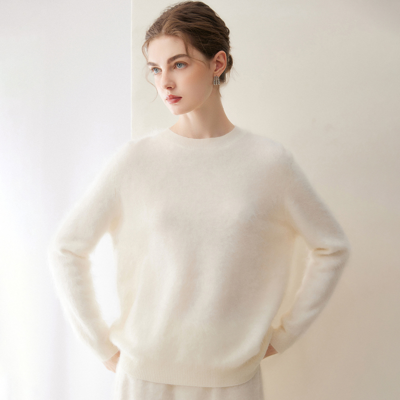 Gentle and Lazy Style Consinee 100% Pure Cashmere Sweater for Women, Brushed Round Neck Knit Sweater, Brushed Base Layer Shirt Gentle and Lazy Style Consinee 100% Pure Cashmere Sweater for Women, Brushed Round Neck Knit Sweater, Brushed Base Layer Shirt