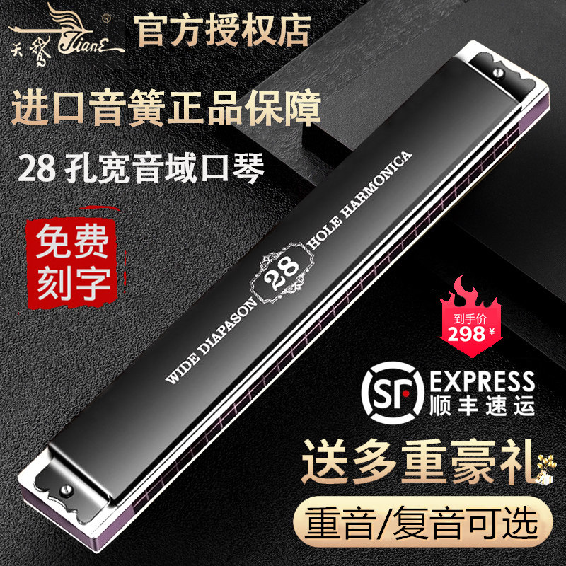 Germany imported reed harmonica 28 holes advanced polyphonic C tone Adult children learn to play accented harmonica