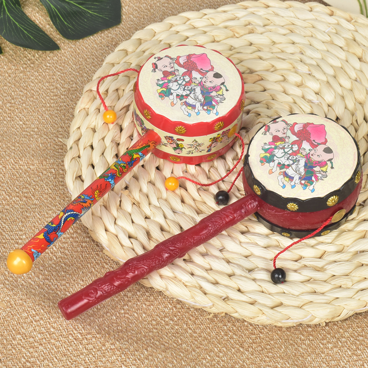 Rattle 0-6-12 months baby can bite traditional wave drum rattle hand drum baby toy 1 year old