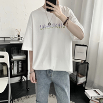 Mens 2020 new guys short sleeve t-shirt male tide card trend easing ins 100 lap blouses mens summer clothes