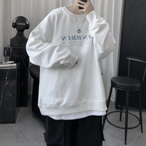 2021 autumn new minimalist letters printed 100 hitchhiking lovers round neckline mens spring and autumn windy clothes