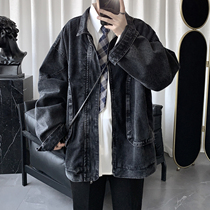 Mens autumn jacket denim jacket mens spring and autumn Korean version of the trend loose ins Hong Kong wind Joker autumn winter jacket