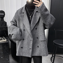 Design sensation Mens wind clothes Mens long section Korean version Trend handsome for spring and autumn Inn wind autumn and winter coat jacket