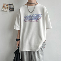 3D solid letter printed short sleeve T-shirt male and female summer new trend easing 100 hitch-port wind student clothes