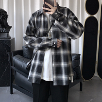 2020 spring new Japanese port style retro plaid long-sleeved shirt men Korean version of the trend handsome shirt jacket men