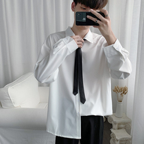 Very fairy very foreign style top Mens shirt ins white shirt Mens long-sleeved Korean version of the trend loose handsome wild