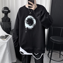 2020 Fall Round Collar Guard Clothing Men Ins Tide Cards Trend Printed Blouse Clothes Loose Student Mens Clothing Hitchhiking