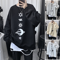 2020 Fall ins Round Collar Jersey Male Korean version Trend Tide Cards Loose on clothes 100 Lap Couples Dress Coats New