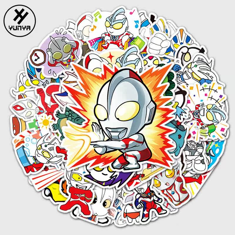 New 52 cartoon Ultraman suitcase water cup mobile phone culture wall trolley case personality graffiti waterproof sticker