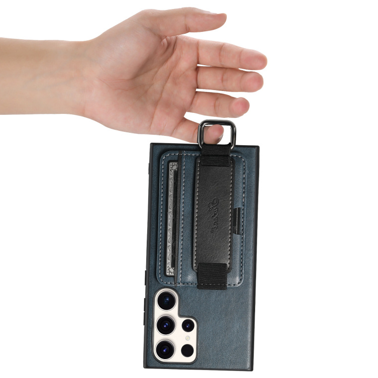 Business Leather Card Slot Hand Band Strap S23, S23 Plus, S23 Ultra Samsung Phone Case