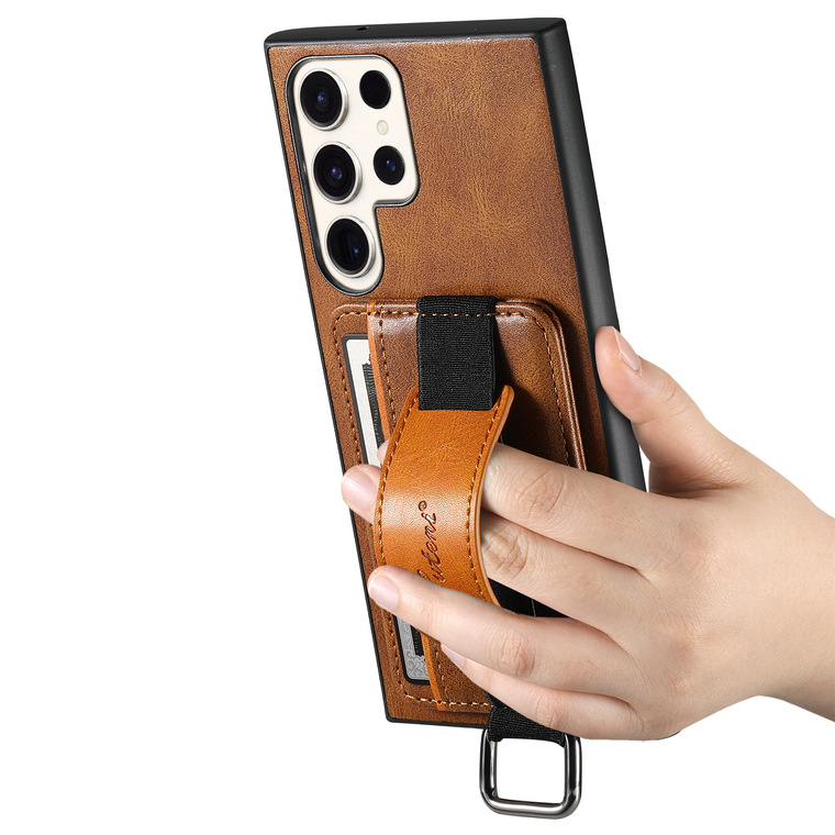 Business Leather Card Slot Hand Band Strap S23, S23 Plus, S23 Ultra Samsung Phone Case