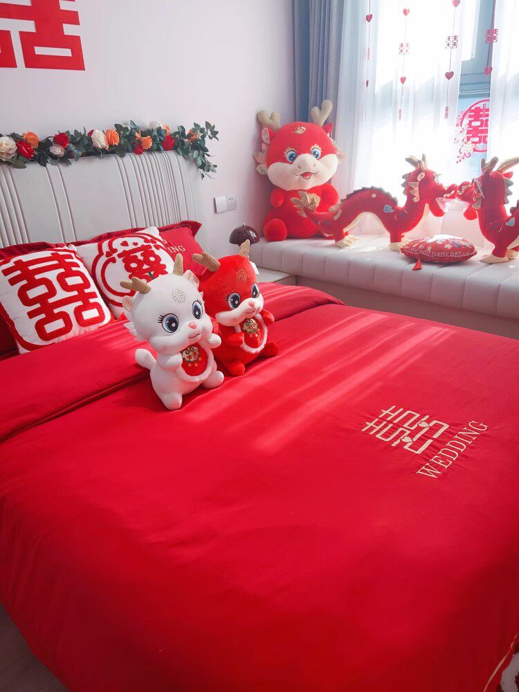 Dragon Year Mascot Baby Dragon Doll Gift Wedding House Wedding Bed Chinese Pressed Bed Cloth Doll Pair of Marriage Dragon Pobao-Taobao