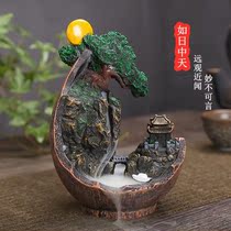 Back flow incense burner large natural sandalwood agarwood tower aromatherapy incense particles home bedroom flavor deodorant creative ornaments