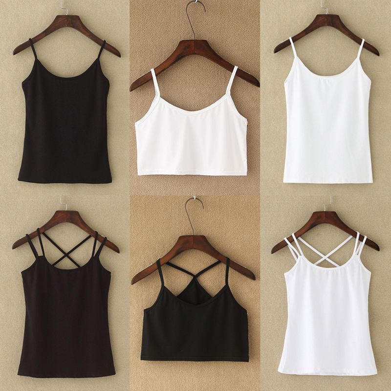 Camisole women's summer sexy outside wearing short bottom top wild thin black and white with a small sleeveless vest