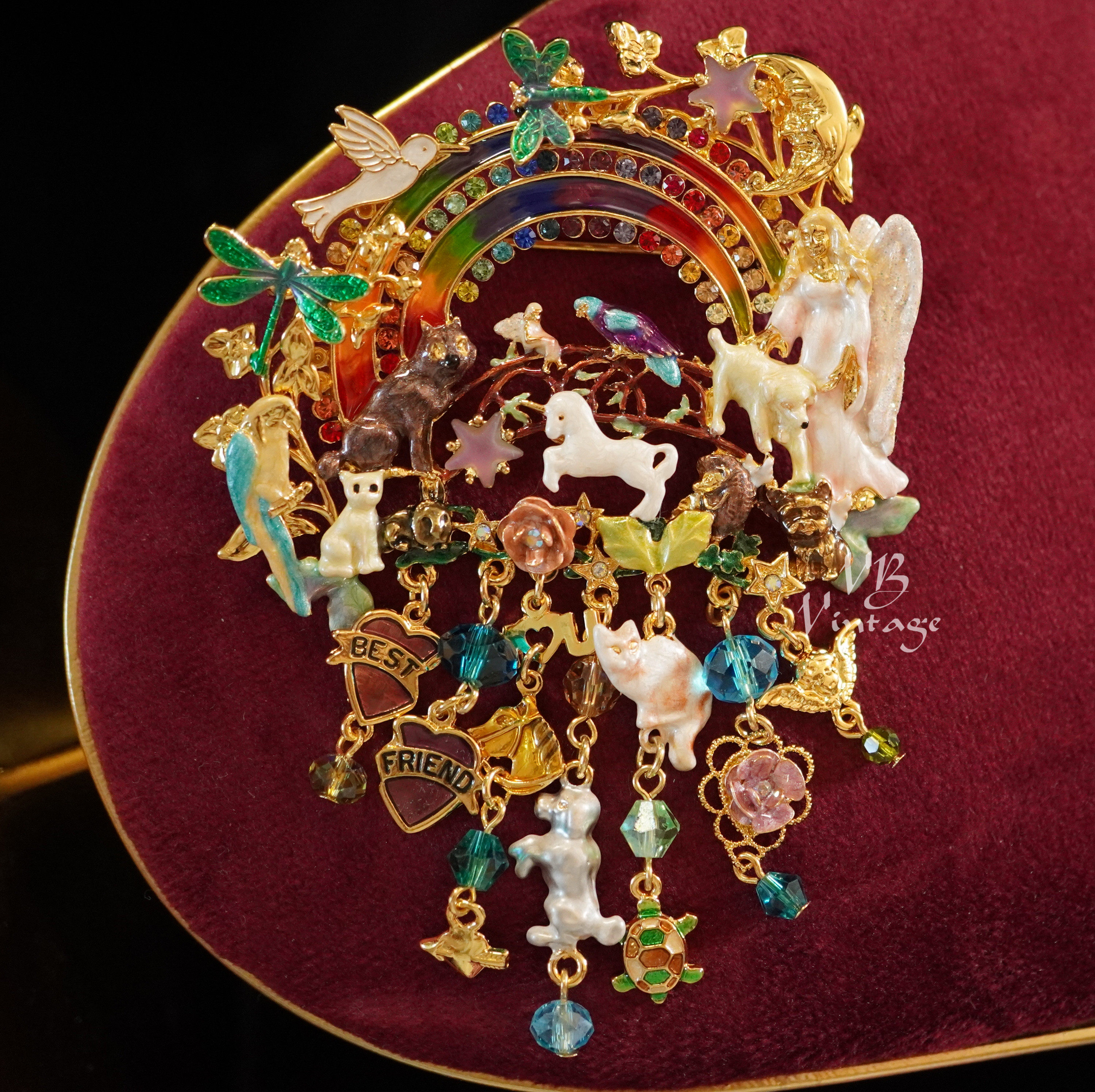 KIRKS FOLLY 复古梦幻彩虹好朋友水钻流苏胸针手链详情6