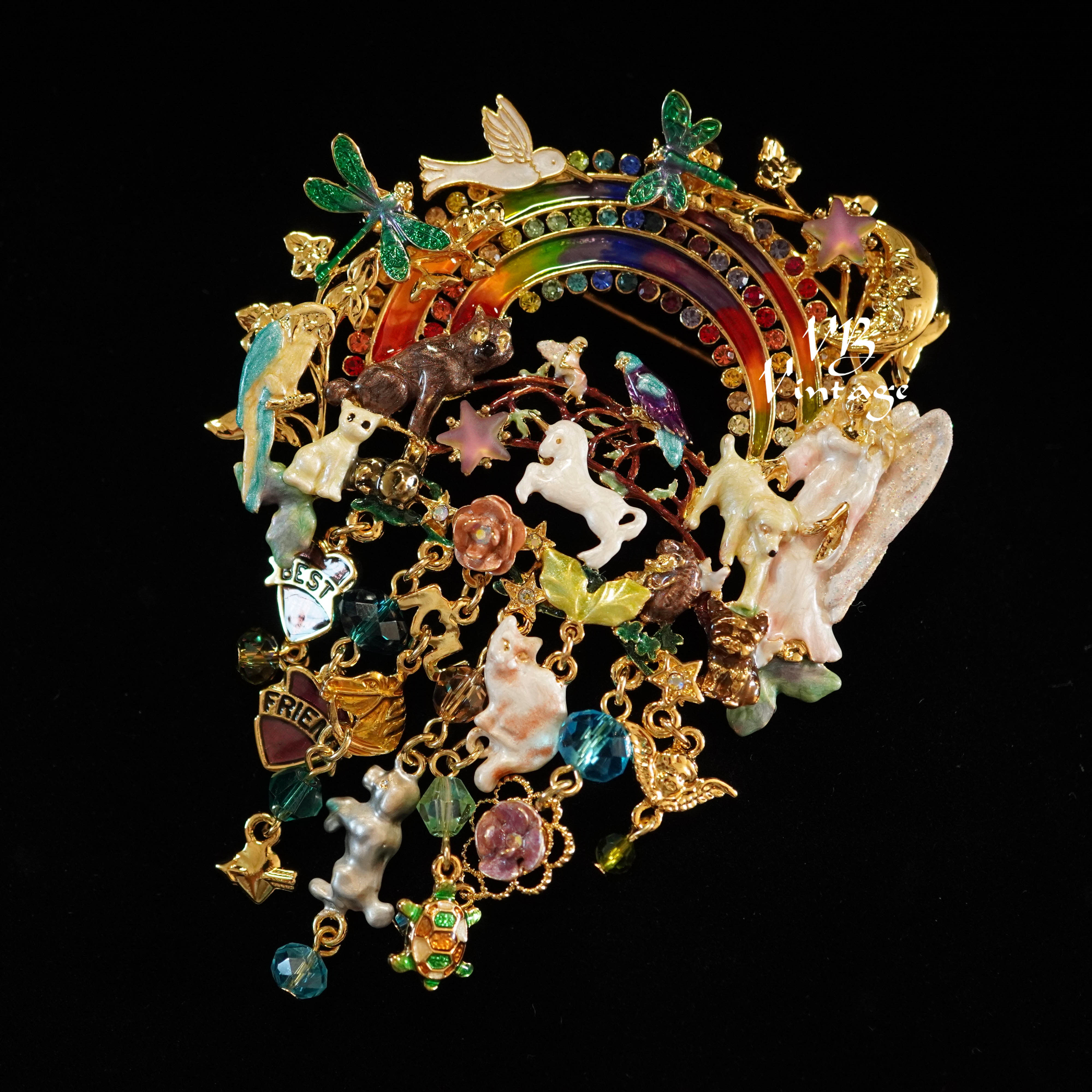 KIRKS FOLLY 复古梦幻彩虹好朋友水钻流苏胸针手链详情11