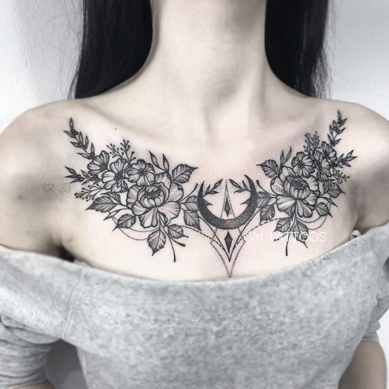 Juice Herbal Tattoo Stickers, Large Flower Pattern Chest Tattoo Stickers, Waterproof for Women, Long-Lasting, Japanese and Korean Style, Sexy Juice Herbal Tattoo Stickers, Large Flower Pattern Chest Tattoo Stickers, Waterproof for Women, Long-Lasting, Japanese and Korean Style, Sexy