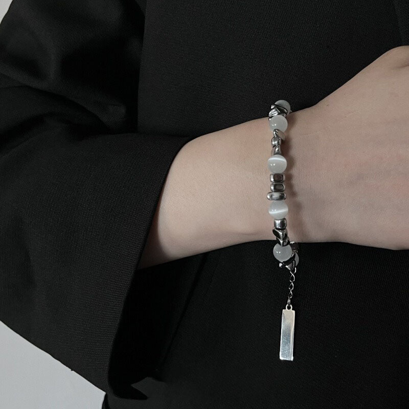Cat's Eye Stone Bracelet for Men, Trendy, Simple, High-End Feel, Titanium Steel, Non-Fading Design, Niche Couple Style, Men's Jewelry Cat's Eye Stone Bracelet for Men, Trendy, Simple, High-End Feel, Titanium Steel, Non-Fading Design, Niche Couple Style, Men's Jewelry