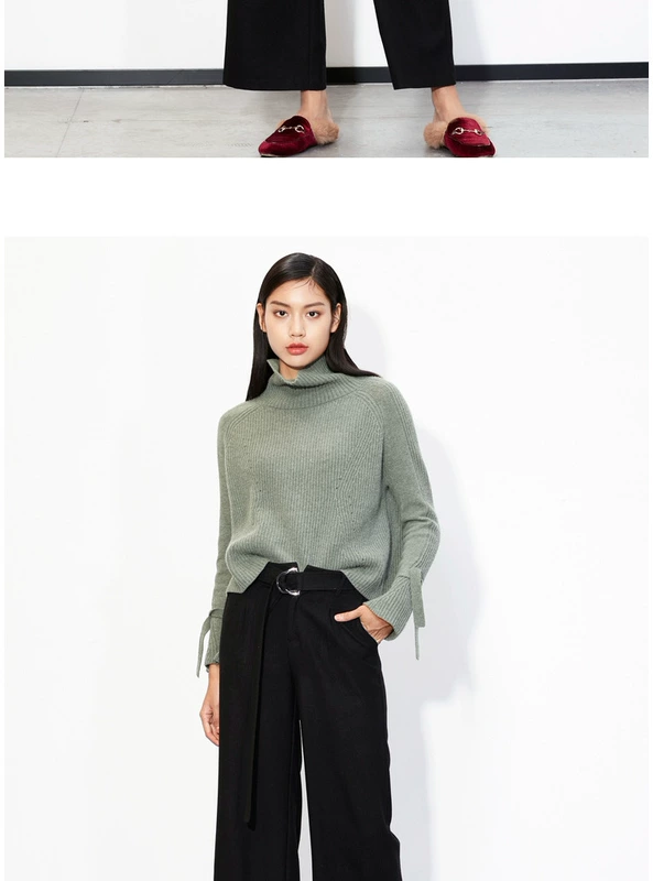 EP Yaying 2018 mùa thu mới của phụ nữ thời trang còng áo len dệt kim hình học mẫu EJDIO9530A áo gile len