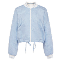 EP Yaying Womens Light Blue Textured Jacquard Casual Baseball Jacket 24 Summer New Style 1232B