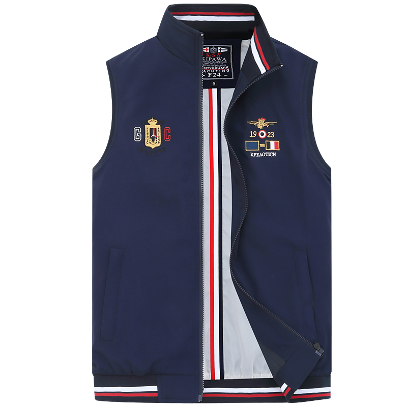 Kendi Shark Men's Vest Spring and Autumn Thin Large Size Casual Sleeveless Vest T-Shirt Jacket Stand Collar Vest