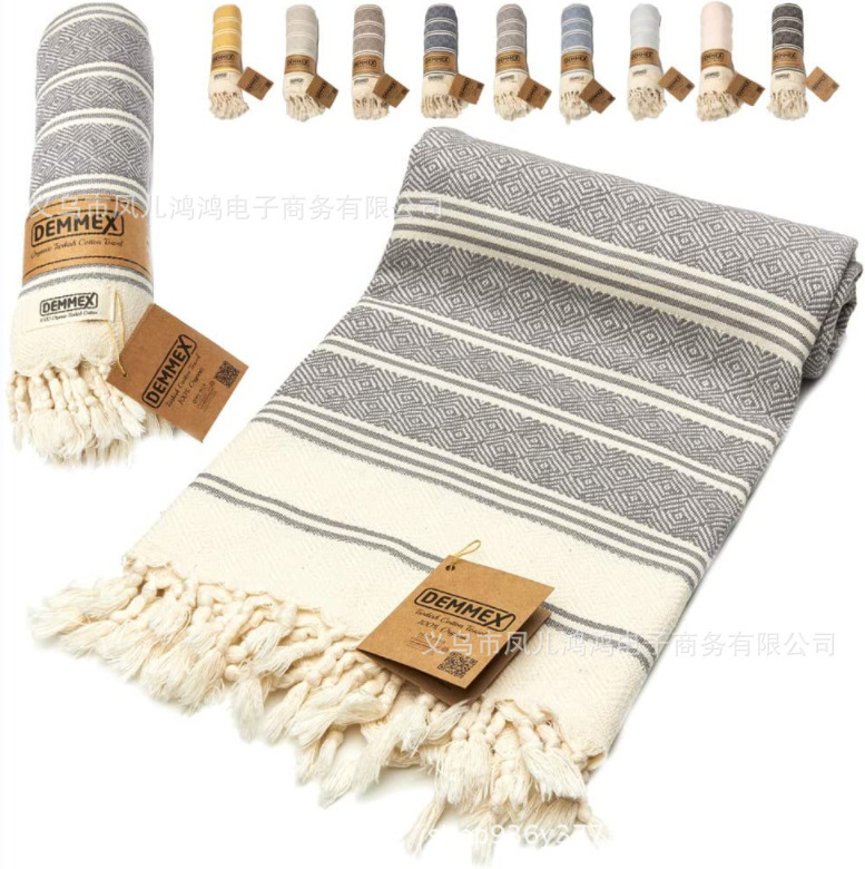 Hot-Selling Classic Popular Style 180*90cm Diamond-Shaped Lightweight Sand-Free Turkish Jacquard Beach Towel