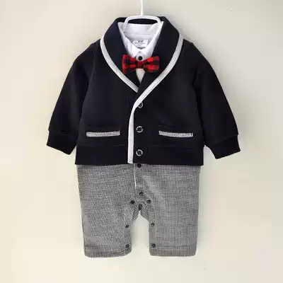 Spring and Autumn Outlet Men's Baby Gentleman Ha Clothes Newborn Baby Cotton Full Moon Full Moon 100-day Dress