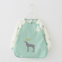 Spring and autumn and summer pure cotton baby eating bib childrens long-sleeved apron waterproof anti-dressing infant coat pocket