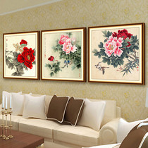 Own embroidered Chinese painting peony cross stitch new flower blossom rich peony living room bedroom triple embroidery