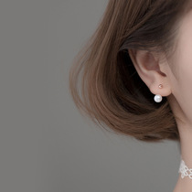 Brief LITTLE FRESH PEARL SCREW EAR NAIL S925 PURE SILVER EARRING Female Light Pearl Spiral Beads Sweet and Elegant Temperament Ear Accessories