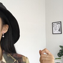 Industrial Lukewarm Wind Chain Pearl Earrings S925 Pure Silver Cool Handsome Trendy Personality Fashion Brief Temperament Ear Accessories