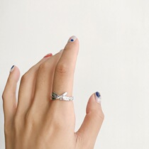 Cross Lines Inlaid Drilling Ring S925 Pure Silver Fashion Temperament Craft Small Crowdsection Opening Ring Children Silver Accessories