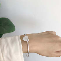 Heart-shaped bracelet South Korean Korean version S925 pure silver opening trend fashion minimalist temperament 100 hitch a hand ring female