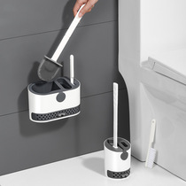 No dead corner silicone toilet brush long handle household wall hanging non-perforated brush set wall type floor cleaning artifact