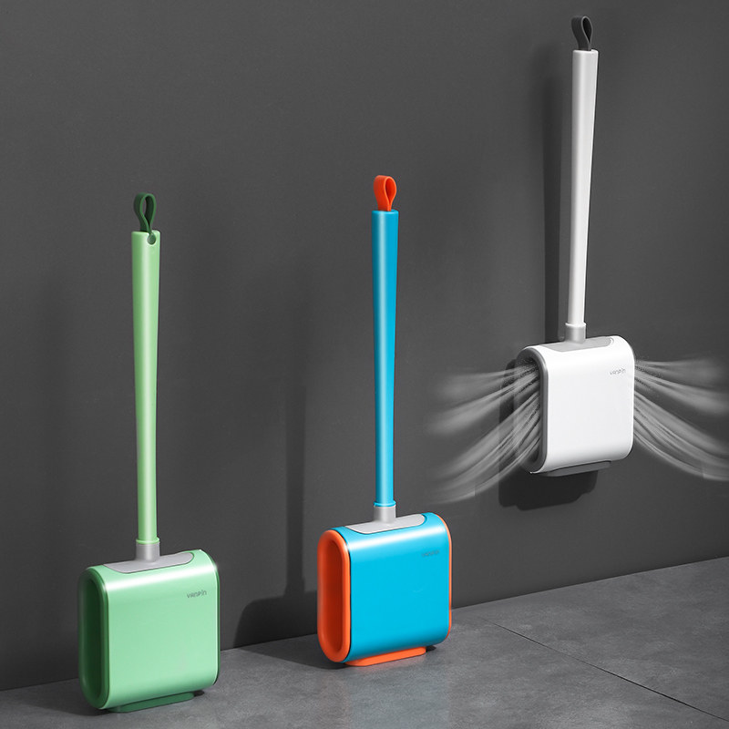 Silicone soft hair toilet brush household cleaning toilet without dead angle long handle gap powder room wall-mounted toilet cleaning artifact