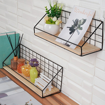 Wrought iron dormitory hanging basket shelf storage bedside wall Wall non-punching artifact shelf wall hanging