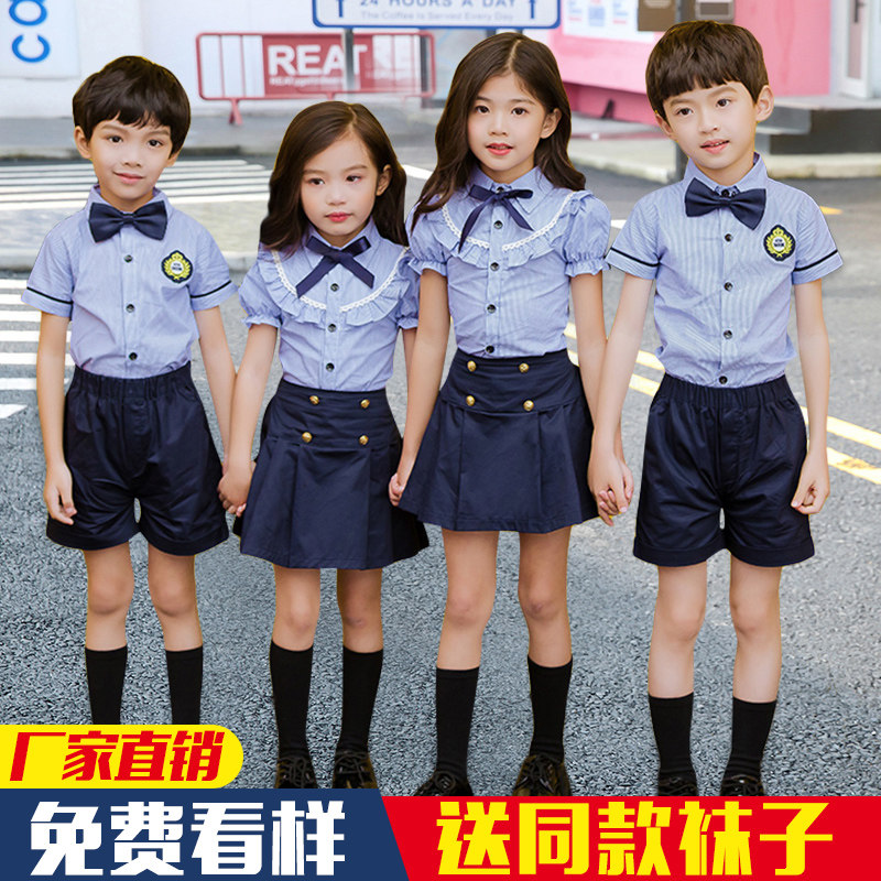 Kindergarten uniforms, summer uniforms, school uniforms, elementary school students, class uniforms, chorus, British stripes, graduation photo ceremony, college style