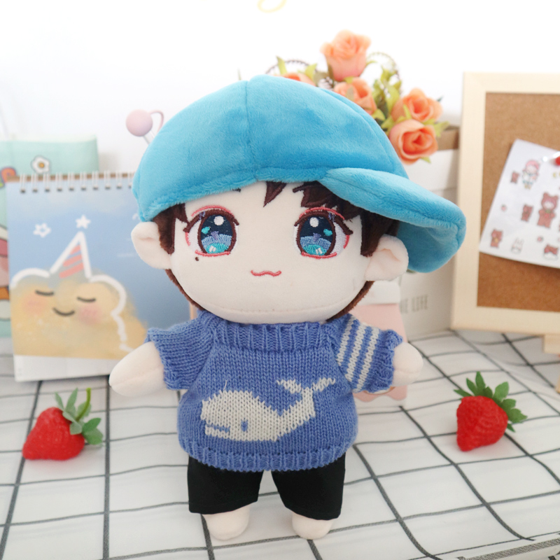 Sapphire Blue & Cap, Whale Suit, Black Pantsgoods in stock Zhang zhehan Gong Jun doll 20 centimeter cotton bjd  Star Doll Human form doll clothes girl student gift