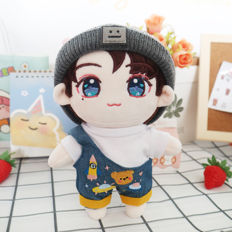 Grey Label HAT + White T + One Shoulder Denim Back Pantsgoods in stock Zhang zhehan Gong Jun doll 20 centimeter cotton bjd  Star Doll Human form doll clothes girl student gift