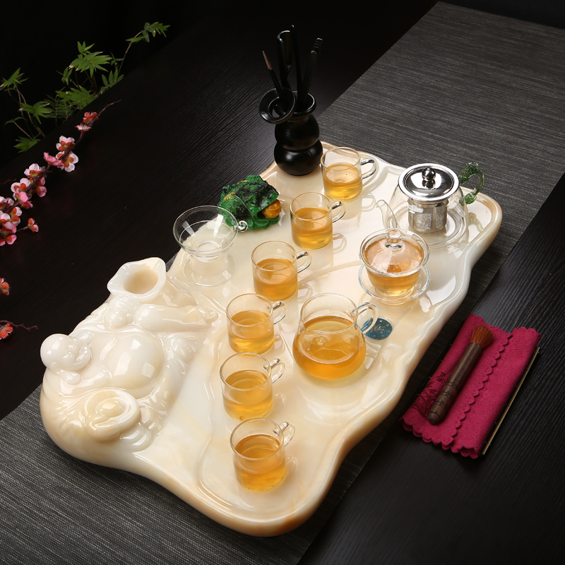 Marble Jade tea tray Buddha tea tray Tea table Kung Fu tea set Household simple modern tea tray Tea sea