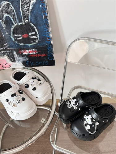 Летние тапочки в стиле Crocs на платформе, мультяшные нескользящие босоножки, женский стиль, подходят для носки на улице, увеличивают рост, закрытый носок