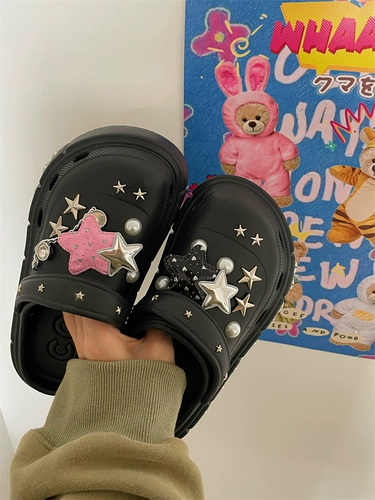 Летние тапочки в стиле Crocs, босоножки на платформе, женские тапочки, подходят для носки на улице, закрытый носок