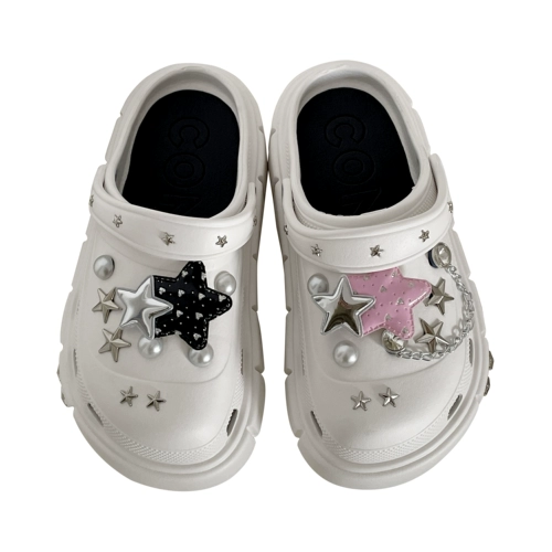 Летние тапочки в стиле Crocs, босоножки на платформе, женские тапочки, подходят для носки на улице, закрытый носок