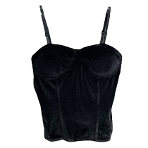 Velvet camisole womens autumn design niche inner wear with breast pads sexy beautiful back short chic top