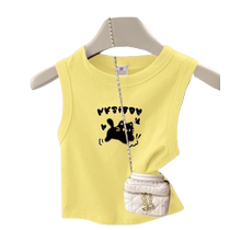 Yellow vest with small suspenders for women to wear summer thin outer wear slim fit sweet hot girl dopamine short sleeveless top