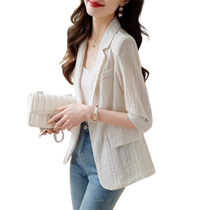 White ice silk sun protection jacket for women 2024 new summer thin breathable loose casual three-quarter sleeve suit top