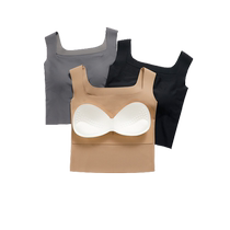 Square collar small camisole womens summer wear beautiful back bra integrated inner wear with breast pads outer wear sleeveless bottoming top