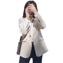 White small suit jacket for women 2024 early autumn new style high-end loose casual small popular suit top