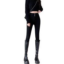 Black elastic pencil pants for women in autumn and winter all-in-one velvet black pants tight-fitting leggings plus velvet thickened leggings