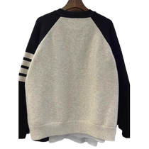 Contrast color raglan sleeve knitted cardigan for women autumn bear embroidery loose fat mm large size zipper cardigan sweatshirt jacket